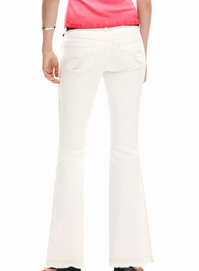 Desigual White Frayed flare jeans for Women | Best Price UAE